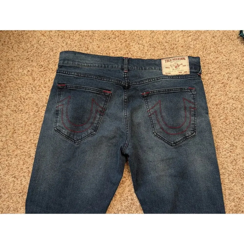 TRUE RELIGION, Ricky, Relaxed Straight leg Men's Jeans/Pants 36X33; Blue Denim